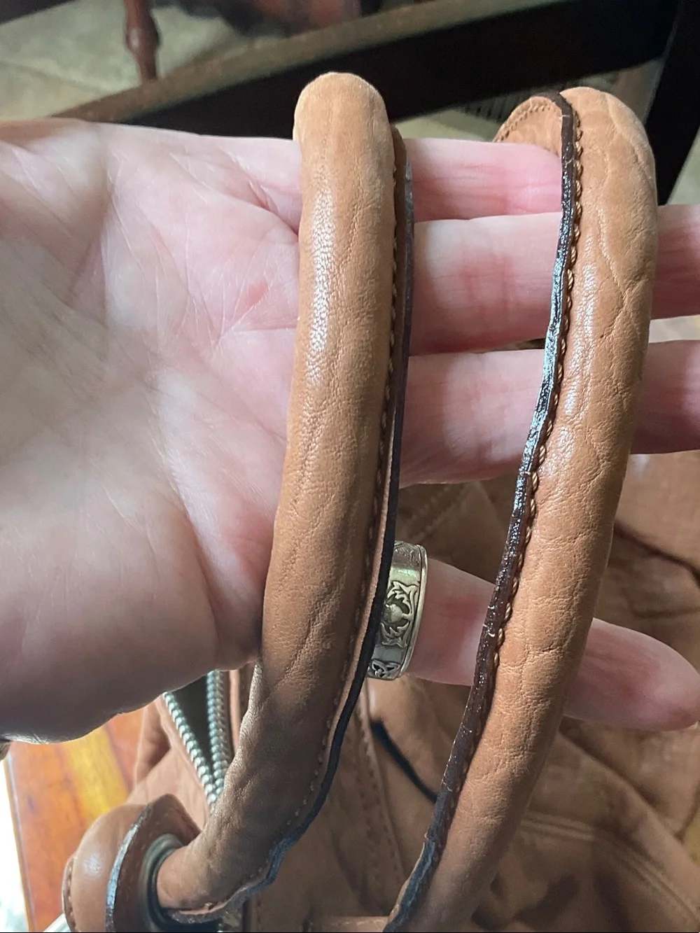 Classic Tan Leather Tote Handbag